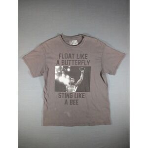 Muhammad Ali Float Like A Butterfly Graphic T-Shirt Mens Large Gray Brown